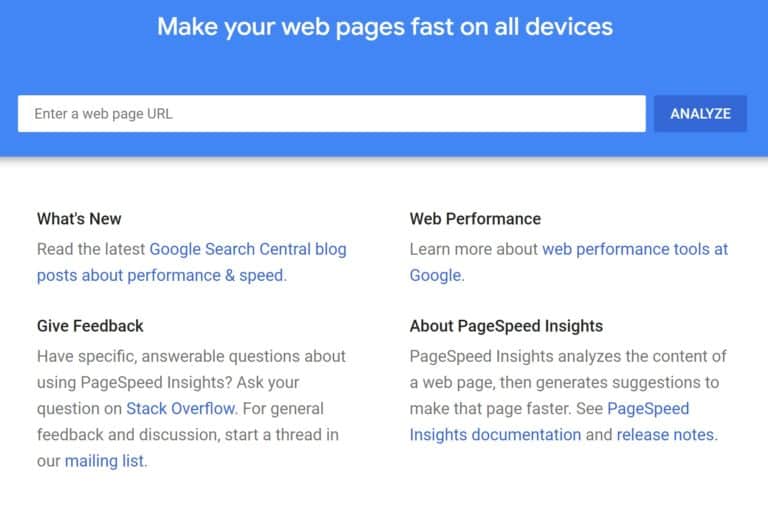 A screenshot of Google PageSpeed Insights.